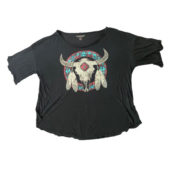 Denim & Supply Ralph Lauren Black Graphic Rams Skull T-Shirt Medium - Picture 1 of 8